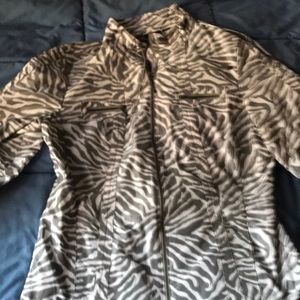 Grey zebra print full zip jacket sz 12